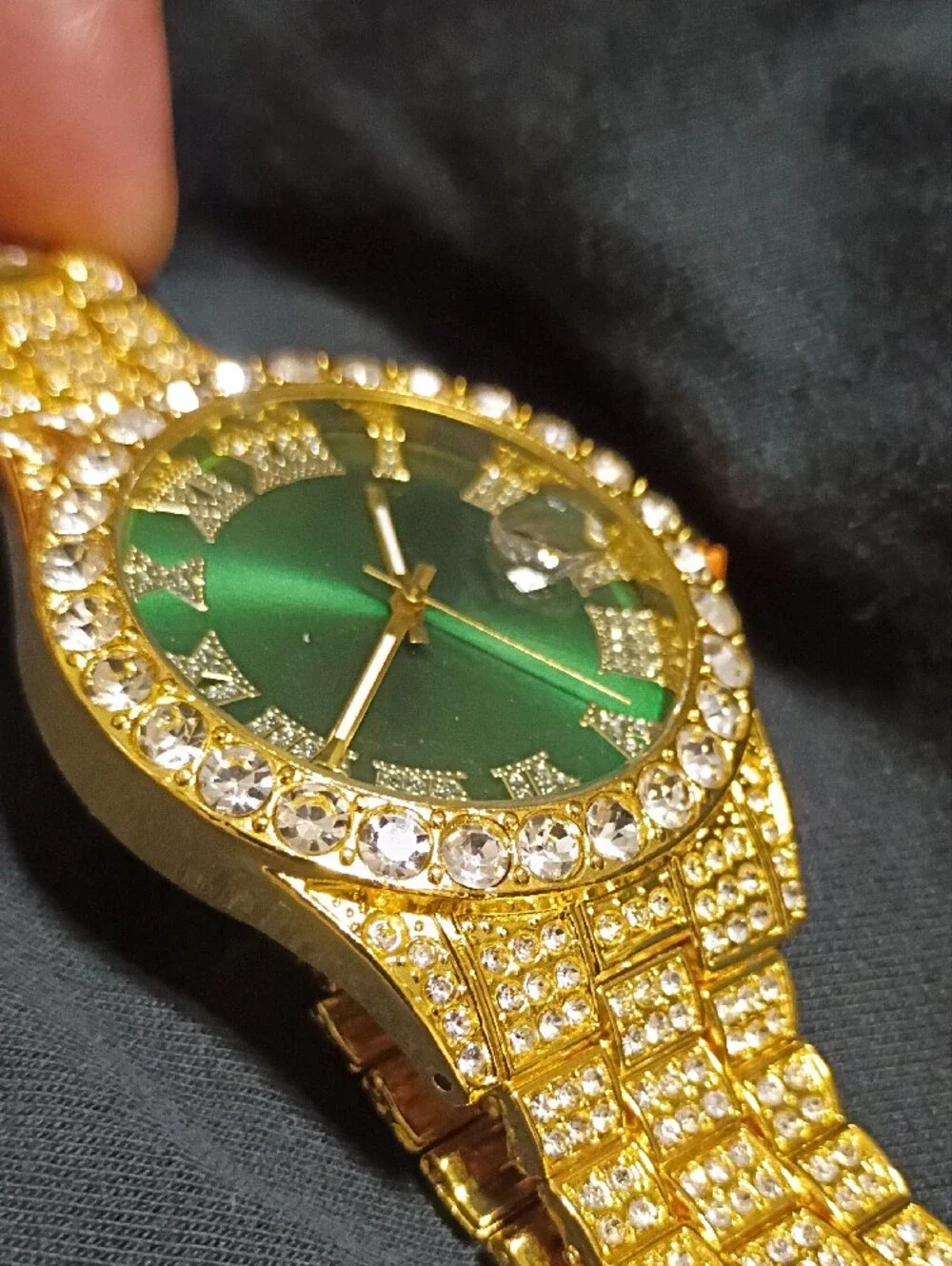 New Luxury Gold and Green Crystal Roman Numeral Watch - Women Jewelry